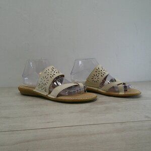 b.o.c. Casaba Cream Laser Cut Floral Comfort Feminine Sandals | Born Size 9M